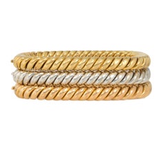 Set of three Italian gold bangle bracelets