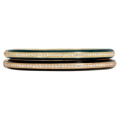 Pair of green and black ceramic bangles