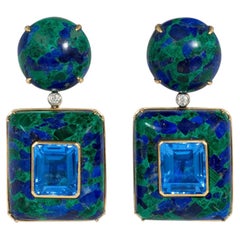 Orecchini pendenti con azurite