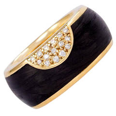 Carbon Fiber Diamond Gold Band Ring