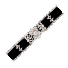 Edwardian Diamond and Velvet Bracelet Antique Edwardian Diamond and Velvet Bracelet