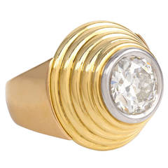 1940s French Gold and Diamond Target Ring
