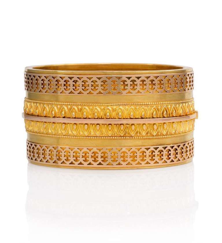 Victorian Gold Etruscan Revival Bangle Bracelet