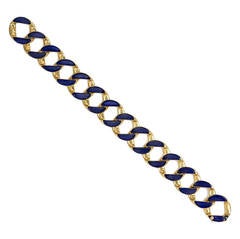 1970s Cartier Lapis Gold Curblink Bracelet