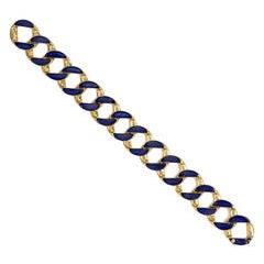 1970s Cartier Lapis Gold Curblink Bracelet 8