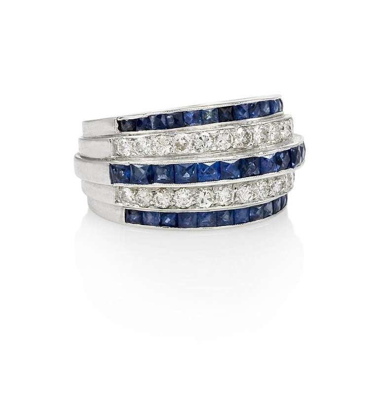 Sapphire Diamond Bombe Ring