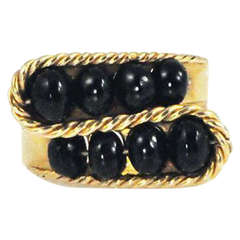 1940s French Gold and Onyx Bead Ring