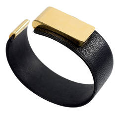 Vintage 1970s Tiffany Gold and Leather Watch Bracelet