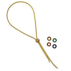 Used 1960s French Gold Lariat Necklace with Interchangeable Ornaments