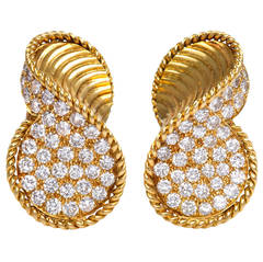 1950s Gold and Diamond Clip Earrings