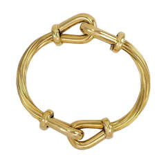 Italian Reeded Gold Bangle Bracelet