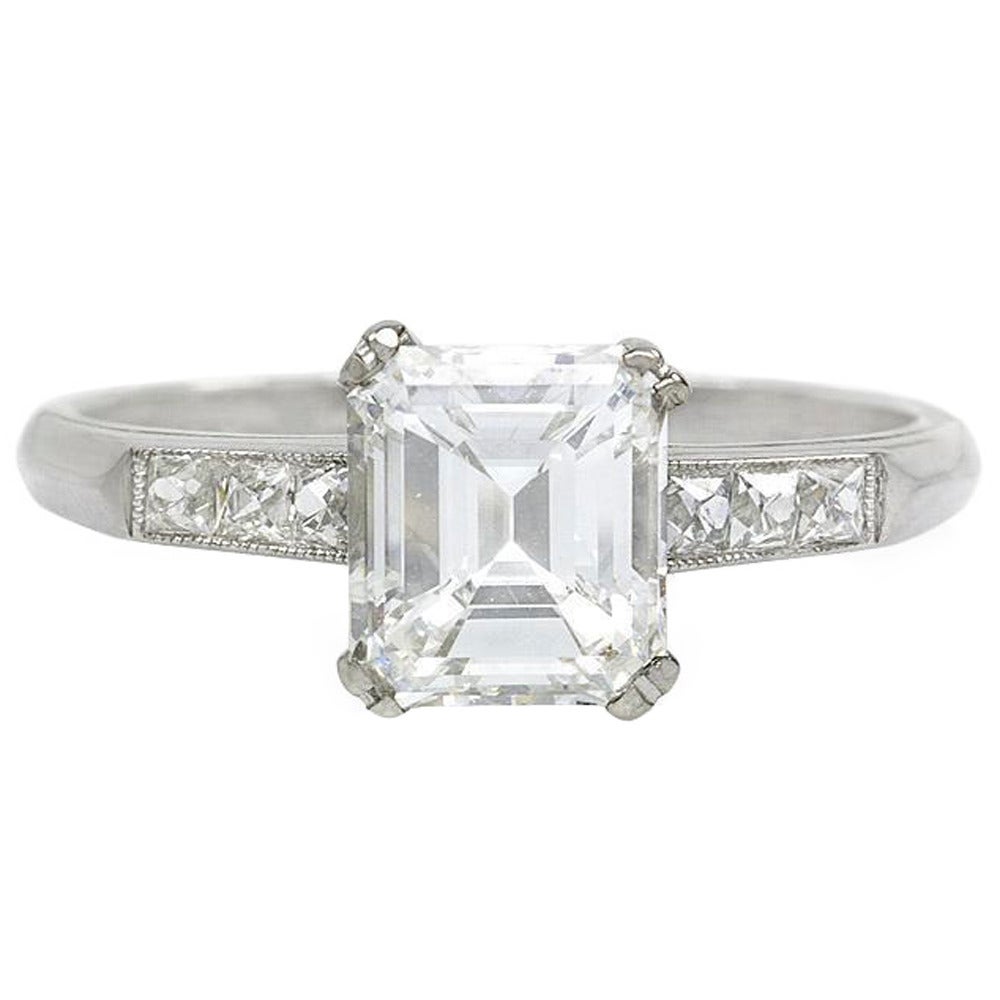Art Deco Emerald-Cut Diamond Engagement Ring