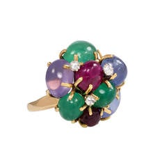 1950s Seaman Schepps Multi-Gemstone Cluster Ring