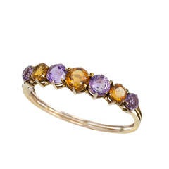 Antique English Citrine Amethyst Gold Bangle Bracelet