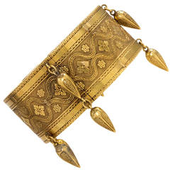 Antique Gold Moorish Motif Cuff Bracelet