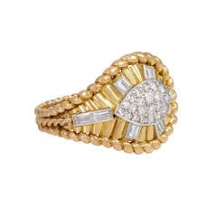 1950s Gold and Diamond Cocktail Ring 2