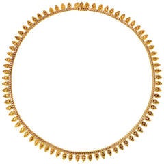 Antique French Gold Palmette Fringe Necklace