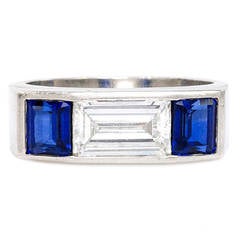 Art Deco Sapphire Diamond Platinum Ring