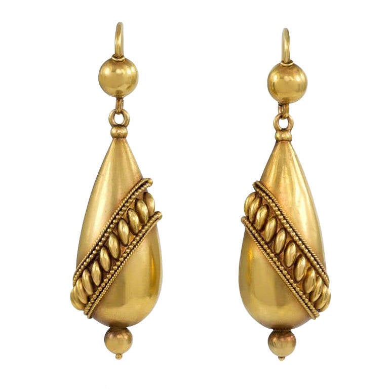 Victorian Gold Pendant Earrings