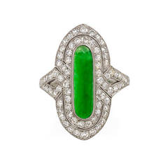 Art Deco Jade Diamond Ring 6