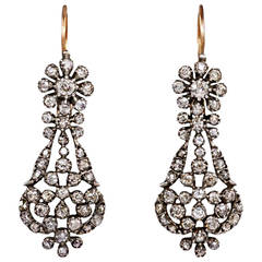 Antique Old Mine Diamond Openwork Earrings