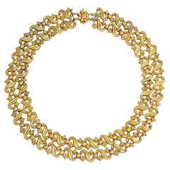Antique Gold Two-Row Necklace of Repoussé Links 5