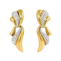 Diamond Gold Platinum Pendant Earrings 4
