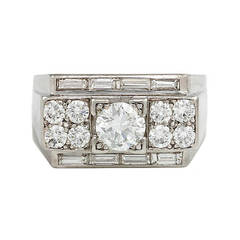 French Art Deco Diamond Platinum Ring 1