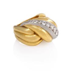 1940s Van Cleef & Arpels Diamond Gold Platinum Turban Ring