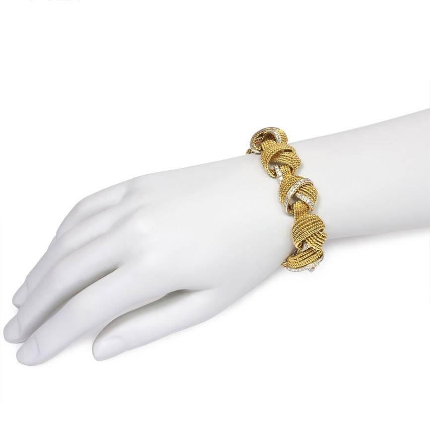 Women's or Men's 1950s Gold and Diamond Bracelet