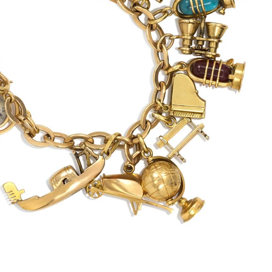 Retro 1940s Gold Charm Bracelet