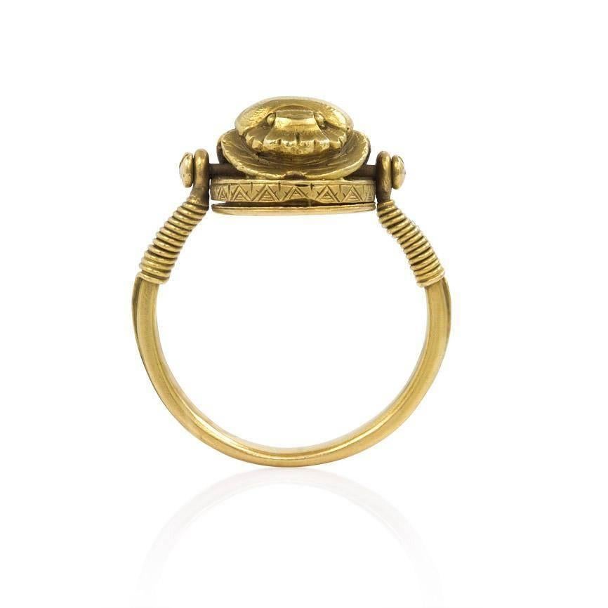 Art Deco Ägyptisches Revival Poison Swivel Skarabäus-Motiv Ring (Neuägyptisch)