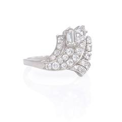 Art Deco Diamond Platinum Spray Design Ring