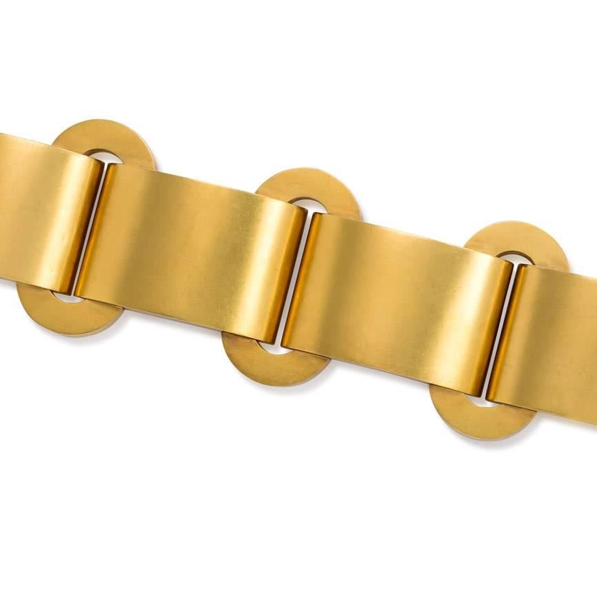 Victorian English Antique Gold Plaque Link Bracelet