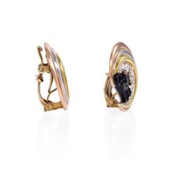 1940s Enamel Diamond Gold Platinum Cat on the Moon Earrings