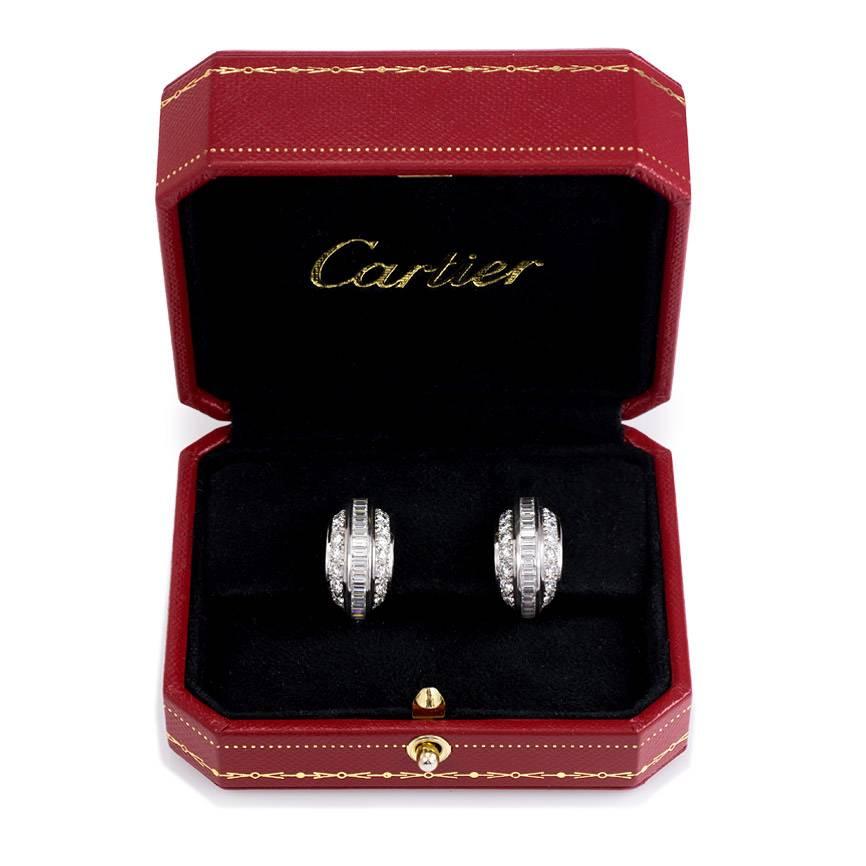 Women's 1970s Cartier Paris Diamond Gold Clip Earrings