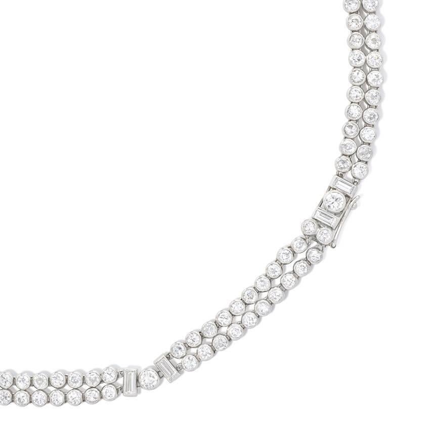 Women's or Men's Art Deco Diamond and Platinum Bracelets, Convertible to Necklace