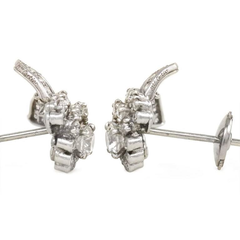 1950s Cartier Diamond Platinum flower cluster Earrings at 1stDibs ...