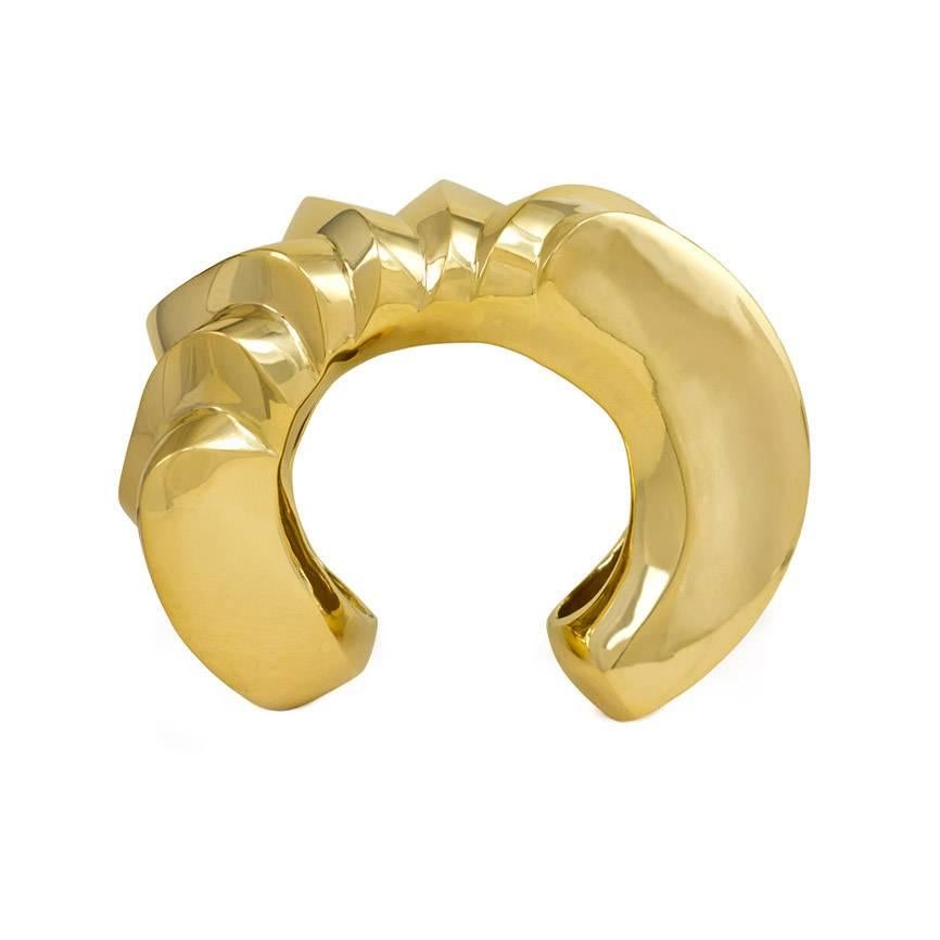 Modernist 1970s Italian Gold Cuff Bracelet