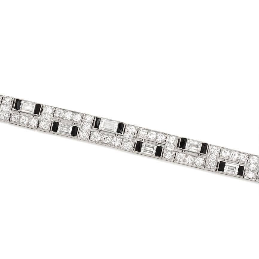 Art Deco Udall & Ballou Diamond and Onyx Bracelet In Excellent Condition In New York, NY