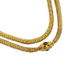 Georgian Gold Chain with Garnet-Set Barrel Clasp