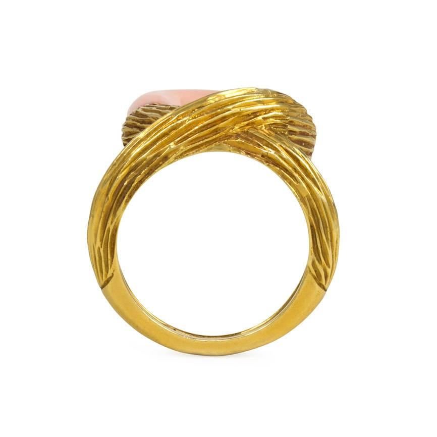 1960s Cartier Angel Skin Coral Gold Ring In Excellent Condition In New York, NY