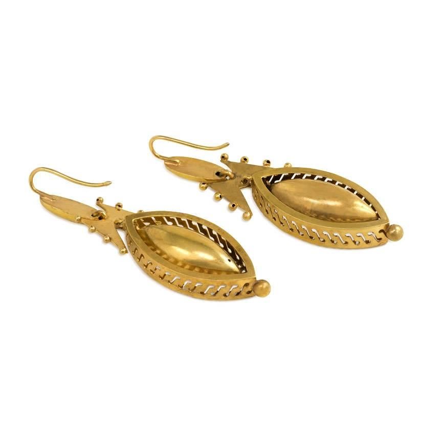 Victorian Etruscan Revival  Gold Earrings In Excellent Condition In New York, NY