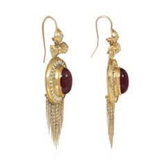 Antique garnet and white enamel fringe earrings