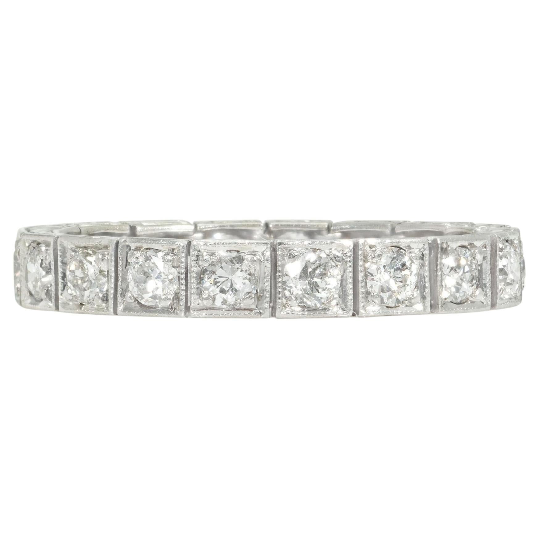 Alianza flexible con diamantes de estilo Art Déco en venta