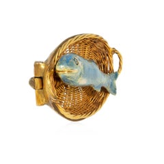 Antique English enamel and gold fisherman's tackle pin
