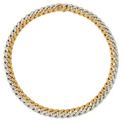 Tiffany & Co. two-color gold and diamond reversible curb link necklace