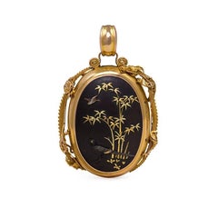 Victorian Double-Sided Shakudo Locket With Dragons