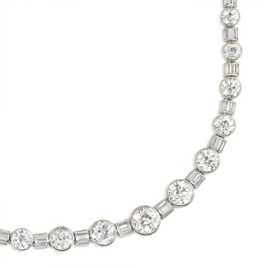 Art Deco Diamond Platinum Necklace, Wearable in Three Lengths 1