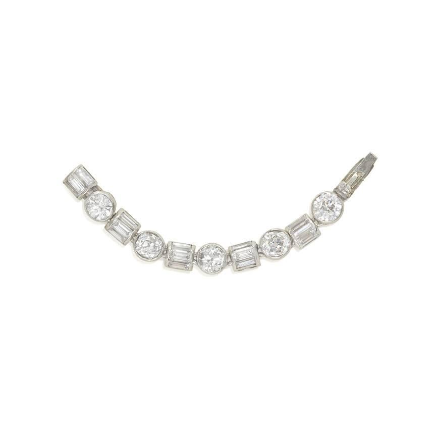 Art Deco Diamond Platinum Necklace, Wearable in Three Lengths 2